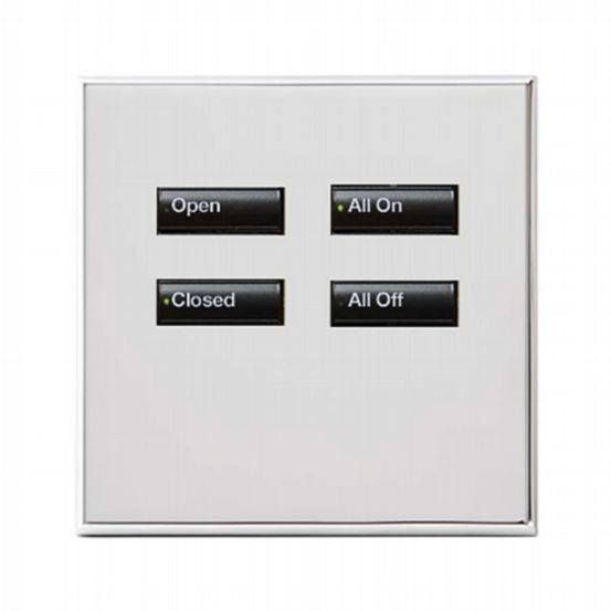 Lutron Wired International seeTouch® Keypads – Non-Insert Style 4 Button - Bright Chrome