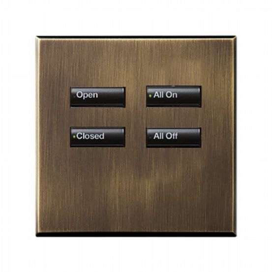Lutron Wired International seeTouch® Keypads – Non-Insert Style 4 Button - Antique Brass