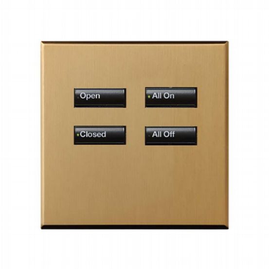 Lutron Wired International seeTouch® Keypad – 4 Button (Non-Insert) – Satin Brass