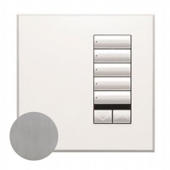 Lutron Wired International seeTouch® Keypad – 5 Button with Raise/Lower and IR (Non-Insert) – Satin Chrome
