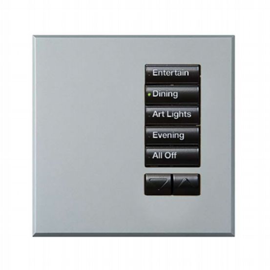 Lutron Wired International seeTouch® Keypad – 5 Button with Raise/Lower (Non-Insert) – Argentum