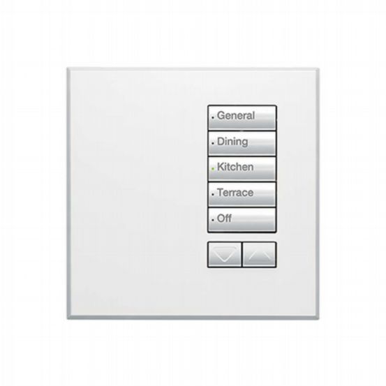 Lutron Wired International seeTouch® Keypad – 5 Button with Raise/Lower (Non-Insert) – Arctic White