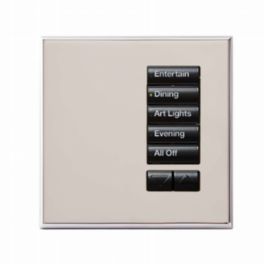 Lutron  Lutron Wired International seeTouch® Keypad – 5 Button with Raise/Lower (Non-Insert) – Bright Nickel