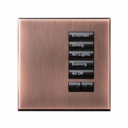 Lutron  Lutron Wired International seeTouch® Keypads – Non-Insert Style 5 Button Non-Insert with Raise/Lower - Antique Bronze