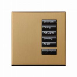 Lutron  Lutron Wired International seeTouch® Keypad – 5 Button with Raise/Lower (Non-Insert) – Satin Brass