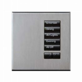 Lutron  Lutron Wired International seeTouch® Keypad – 5 Button with Raise/Lower (Non-Insert) – Satin Chrome