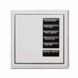 Lutron  Lutron Wired International seeTouch® Keypad – 5 Button with Raise/Lower (Insert Style) – Bright Chrome