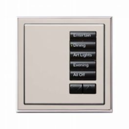 Lutron  Lutron Wired International seeTouch® Keypad – 5 Button with Raise/Lower (Insert Style) – Bright Nickel