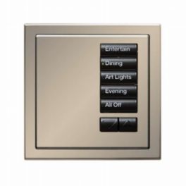 Lutron  Lutron Wired International seeTouch® Keypad – 5 Button with Raise/Lower (Insert Style) – Satin Nickel