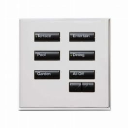 Lutron  Lutron Wired International seeTouch® Keypads – Non-Insert Style 6 Button with Raise/Lower - Bright Chrome