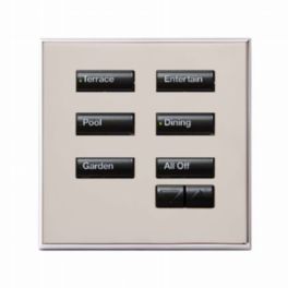 Lutron  Lutron Wired International seeTouch® Keypad – 5 Button with Raise/Lower (Non-Insert) – Bright Nickel