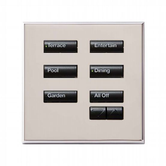 Lutron Wired International seeTouch® Keypad – 5 Button with Raise/Lower (Non-Insert) – Bright Nickel
