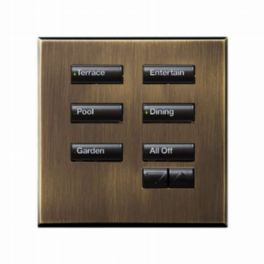 Lutron  Lutron Wired International seeTouch® Keypad – 6 Button with Raise/Lower (Non-Insert) – Antique Brass