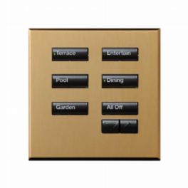 Lutron  Lutron Wired International seeTouch® Keypad – 6 Button with Raise/Lower (Non-Insert) – Satin Brass