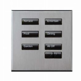 Lutron  Lutron Wired International seeTouch® Keypad – 6 Button with Raise/Lower (Non-Insert) – Satin Chrome