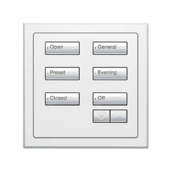 Lutron Wired International seeTouch® Keypads – Insert Style 6 Button with Raise/Lower - Arctic White