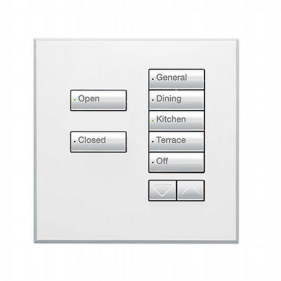 Lutron Wired International seeTouch® Keypad – 7 Button with Raise/Lower (Non-Insert) – Arctic White