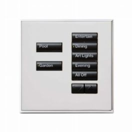 Lutron  Lutron Wired International seeTouch® Keypads – Non-Insert Style 7 Button with Raise/Lower - Bright Chrome