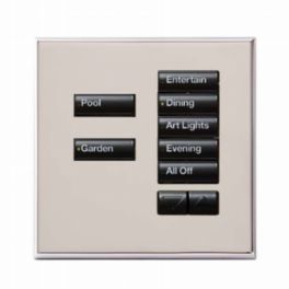 Lutron  Lutron Wired International seeTouch® Keypads – Non-Insert Style 7 Button with Raise/Lower - Bright Nickel