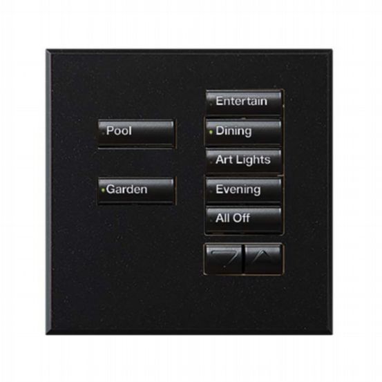 Lutron Wired International seeTouch® Keypads – Non-Insert Style 7 Button with Raise/Lower - Mica