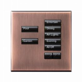Lutron  Lutron Wired International seeTouch® Keypads – Non-Insert Style 7 Button with Raise/Lower - Antique Bronze