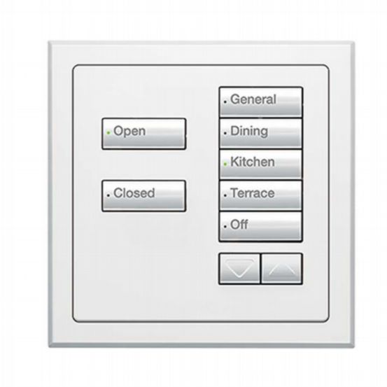 Lutron Wired International seeTouch® Keypads – Insert Style 7 Button with Raise/Lower - Arctic White