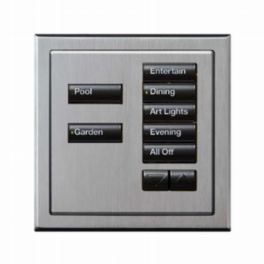 Lutron  Lutron Wired International seeTouch® Keypads – Insert Style 7 Button with Raise/Lower - Satin Chrome