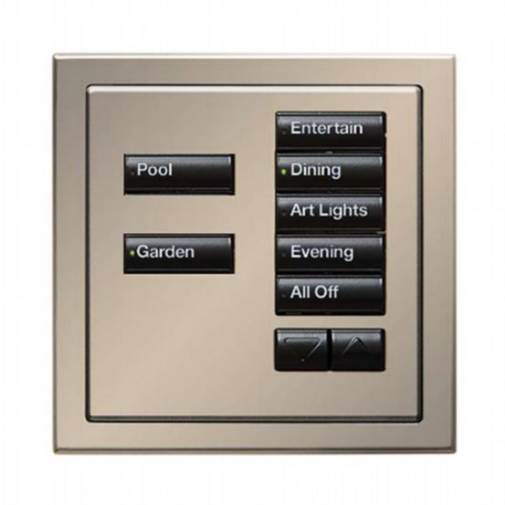 Lutron Wired International seeTouch® Keypads – Insert Style 7 Button with Raise/Lower - Satin Nickel