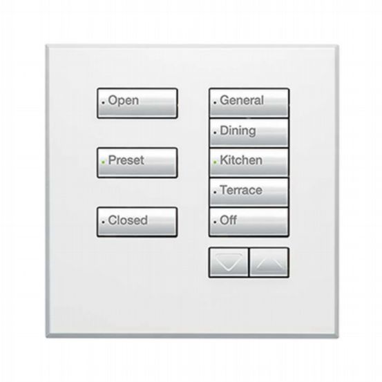 Lutron Wired International seeTouch® Keypads – Non-Insert Style 8 Button with Raise/Lower and IR - Arctic White