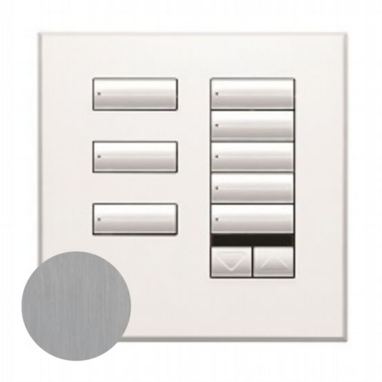Lutron Wired International seeTouch® Keypad – 8 Button with Raise/Lower & IR (Non-Insert) – Satin Chrome