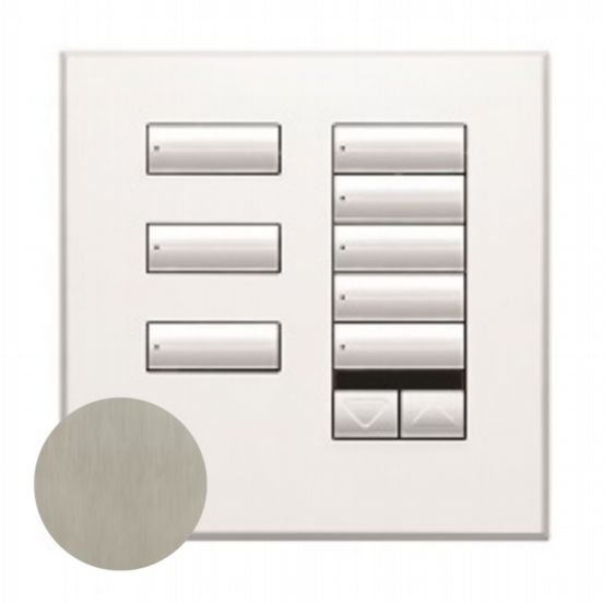 Lutron Wired International seeTouch® Keypad – 8 Button with Raise/Lower & IR (Non-Insert) – Satin Nickel