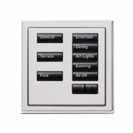Lutron  Lutron Wired International seeTouch® Keypads – Non-Insert Style 8 Button with Raise/Lower and IR - Bright Chrome