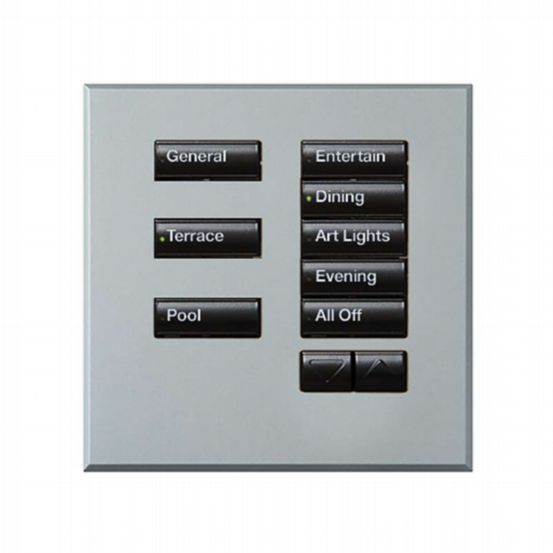 Lutron Wired International seeTouch® Keypads – Non-Insert Style 8 Button with Raise/Lower - Argentum