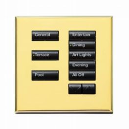 Lutron  Lutron Wired International seeTouch® Keypad – 8 Button with Raise/Lower (Non-Insert) – Gold Plated