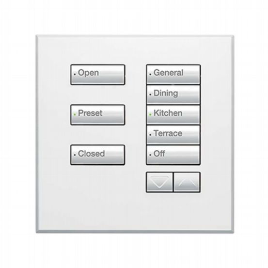Lutron Wired International seeTouch® Keypads – Non-Insert Style 8 Button with Raise/Lower - Arctic White