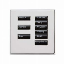 Lutron  Lutron Wired International seeTouch® Keypad – 8 Button with Raise/Lower (Non-Insert) – Bright Chrome