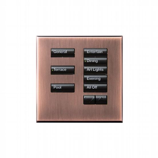 Lutron Wired International seeTouch® Keypads – Non-Insert Style 8 Button with Raise/Lower - Antique Bronze