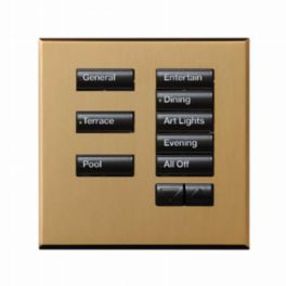 Lutron  Lutron Wired International seeTouch® Keypad – 8 Button with Raise/Lower (Non-Insert) – Satin Brass