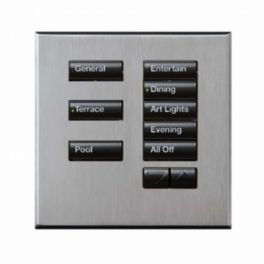Lutron  Lutron Wired International seeTouch® Keypad – 8 Button with Raise/Lower (Non-Insert) – Satin Chrome