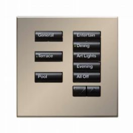 Lutron  Lutron Wired International seeTouch® Keypad – 8 Button with Raise/Lower (Non-Insert) – Satin Nickel
