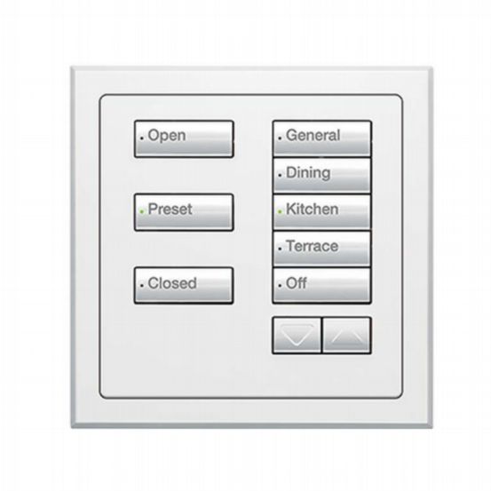 Lutron Wired International seeTouch® Keypads – Insert Style 8 Button with Raise/Lower - Arctic White