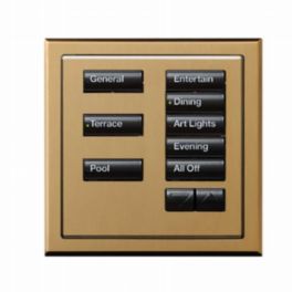 Lutron  Lutron Wired International seeTouch® Keypads – Insert Style 8 Button with Raise/Lower - Satin Brass