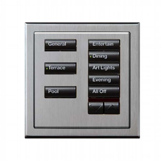 Lutron Wired International seeTouch® Keypads – Insert Style 8 Button with Raise/Lower - Satin Chrome