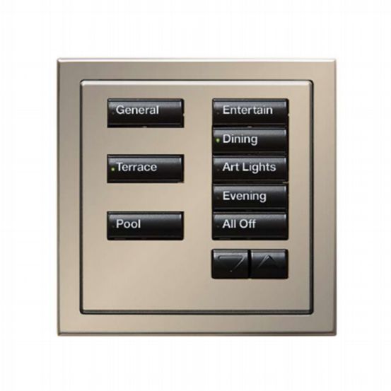 Lutron Wired International seeTouch® Keypads – Insert Style 8 Button with Raise/Lower - Satin Nickel