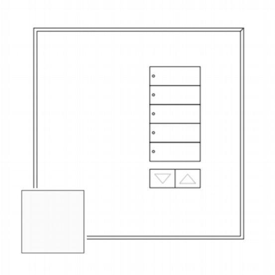 Lutron seeTouch® Glass Faceplate – Architectural International Frameless Style 5 Button with Raise/Lower - Clear White Glass