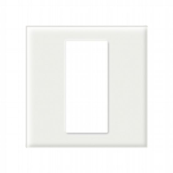 Lutron Palladiom Square Style 1-Column Faceplate – Clear Glass with White Back