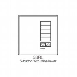 Lutron  Grafik Eye QS IntL Seetouch QS Non-Insert 5 Button Keypad Satin Chrome