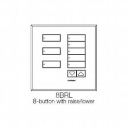 Lutron  IntL Seetouch QS Non-Insert Style 8 Button Wallstation With Raise /Lower - Satin Chrome