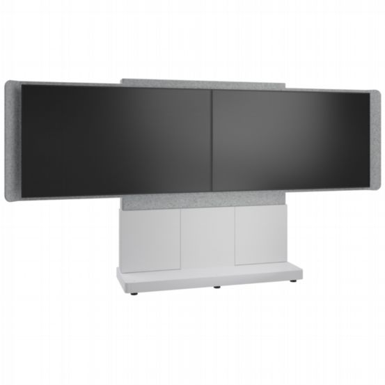 Middle Atlantic Forum™ Free-Standing 66” (3-Bay) Display Stand – Light Finish, for Dual 50”–55” Displays