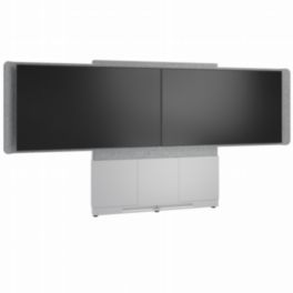 Middle Atlantic Middle Atlantic Forum™ Floor-to-Wall Mounted Display Stand – 66" 3-Bay – For Dual 66"–75" Displays – Light Finish